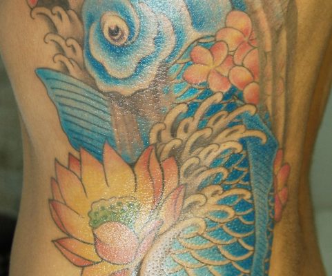 blue rib koi tattoo