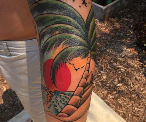 sunset beach tattoo